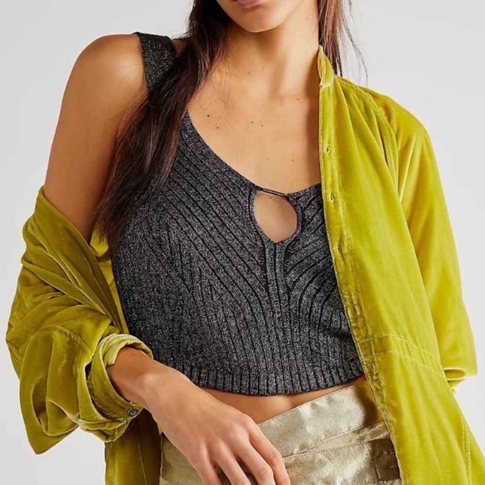 NWOT Free People Halle Lurex Crop Top
